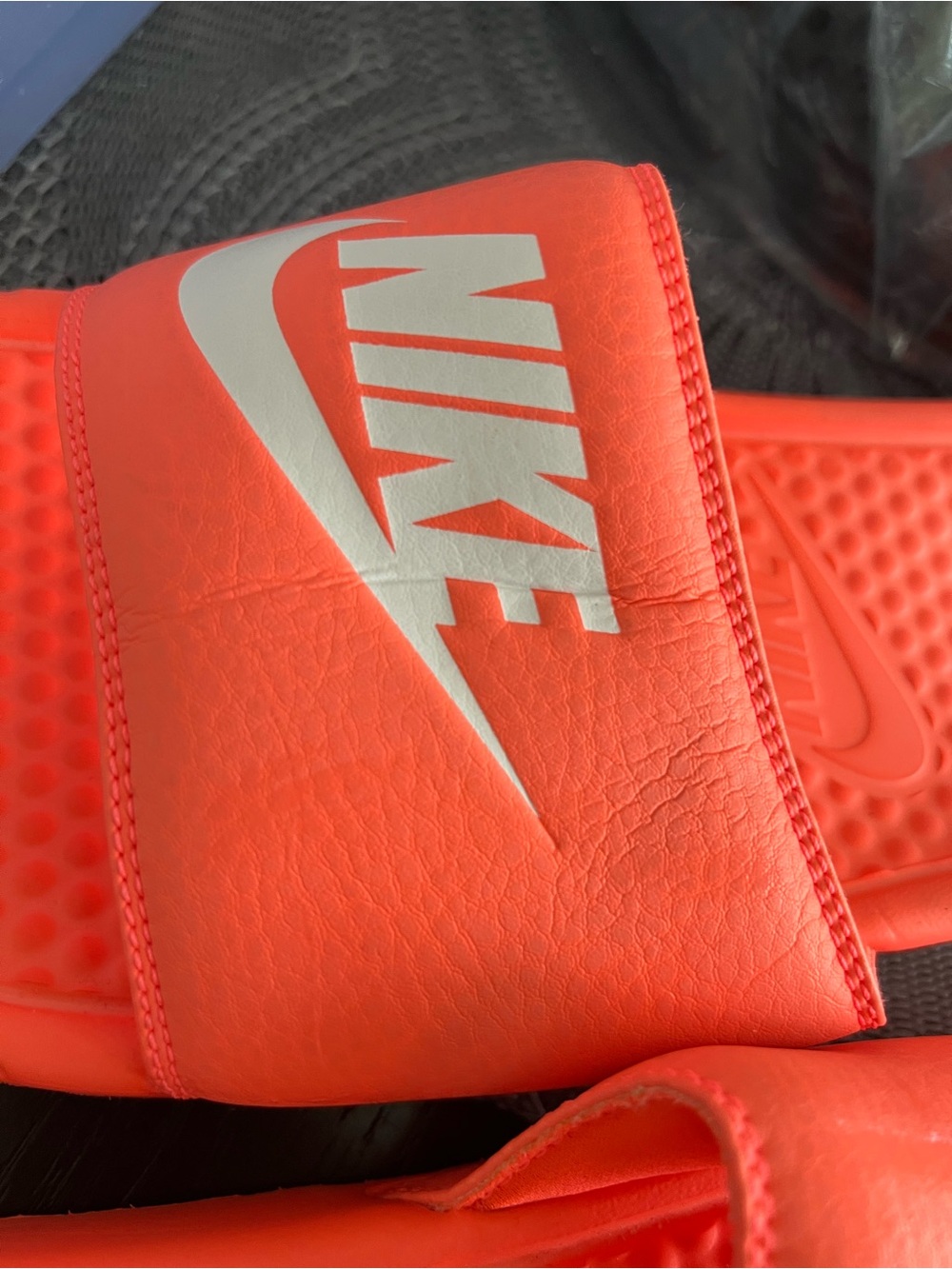 Nike Bright Orange Slide Sandals with White Logo - Picture 2 of 8